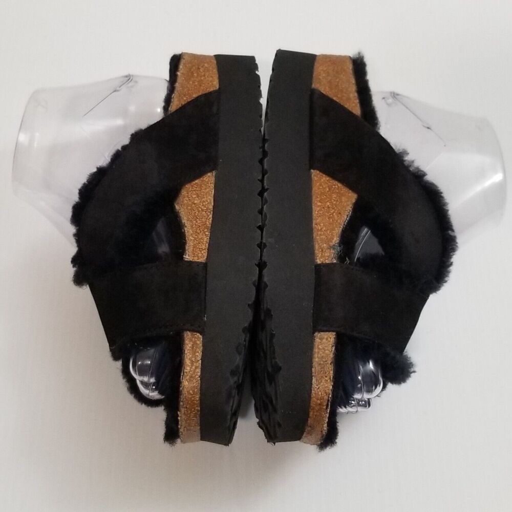 Papillio by Birkenstock Daytona Shearling Sandal Black Fuzzy Slide Sz EU 39 US 8 - Picture 6 of 13